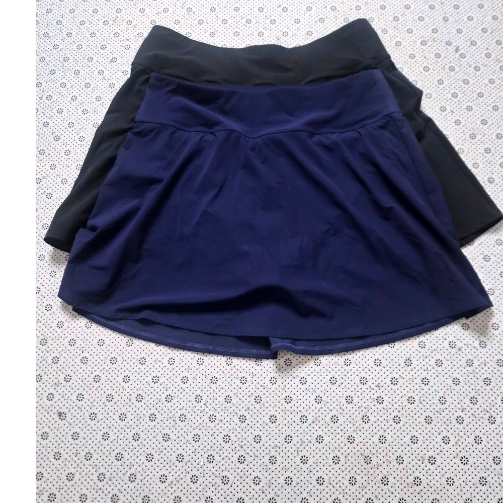 L.L.Bean Womens Swim Skort Bundle 2PK Black/ Navy Blue 18W Plus‎